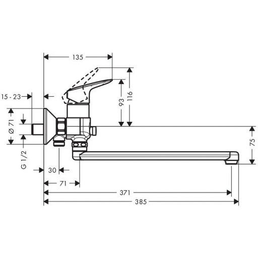 Смеситель для ванны HANSGROHE Logis 71402000 однорычажный хром
